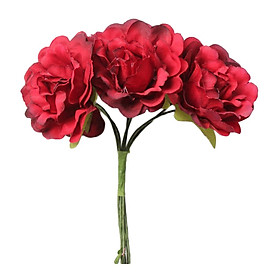 6 Heads Artificial Rose Bouquet Wedding Flowers - 4x8cm
