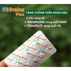 Hình ảnh Hỗ trợ tuần hoàn máu não US Brain Plus - Hộp 100 viên (Ngày và Đêm)