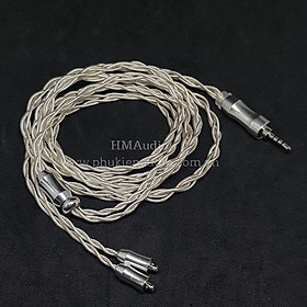Dây tai nghe đồng mạ bạc OFC 1.2mm tết 4 - Connector MMCX mạ Rhodium