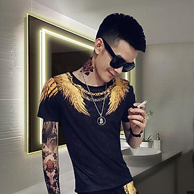 Áo thun Nam họa tiết đôi cánh sang trọng chất vải thun lạnh cao cấp dáng ôm co giãn nhẹ hợp thời trang giới trẻ hiện nay