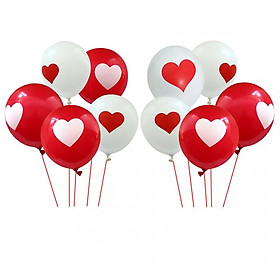 10 bong bóng cao su tròn in trái tim