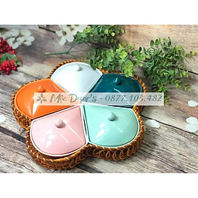 KHAY MỨT SỨ 5 CÁNH HOA BÁT TRÀNG CỰC ĐẸP