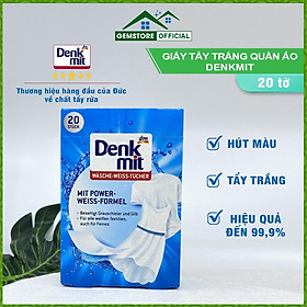 Giấy Tẩy Trắng Quần Áo DENKMIT, Giặt Tẩy Quần Áo, Hộp 20 Tờ, Chuyên Dùng Cho Máy Giặt, Hiệu Quả, An Toàn, Nhập Đức