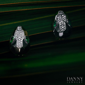 Hình ảnh Bông Tai Nữ Danny Jewelry Bạc Thổ Nhĩ Kỳ Xi Rhodium Biểu Tượng Đầu Rắn Đính Đá CZ & Đá Zircon BT008TNK