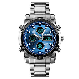 đồng hồ thời trang đa chức năng dây thép điện tử -Màu xanh bạc