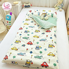 Túi ngủ cho bé nhung nỉ dày dặn, êm, ấm áp có khóa kéo, KT 75x150cm họa tiết 3D sinh động