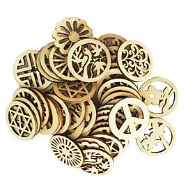 100pcs Mixed Wooden Round Cutouts Craft Embellishment Gift Tag Wood Ornament