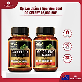 Bộ sản phẩm 2 hộp viên gout nhập khẩu chính hãng GO CELERY 16000mg (60 viên)  giúp giảm các triệu chứng bệnh gút: giảm uric acid, làm giảm triệu chứng sưng đau do gut