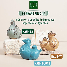 Đế Nhang Phúc Mã Yên Thảo Mộc Bằng Gốm Hình Ngựa Dùng Trang Trí, Thiền, Yoga, Dâng Hương