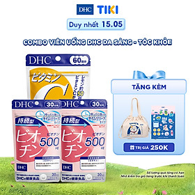 Combo Viên uống DHC Da Sáng - Tóc Khỏe 60 Ngày (Vitamin C 120 viên & Biotin 60 viên)