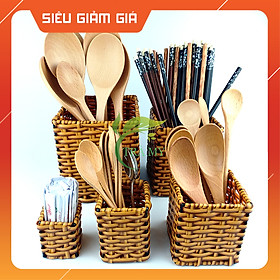 Mua Ly vuông nhựa mây đan đựng vật dụng quán ăn gia đình nhiều size  ly tăm đũa bàn ăn