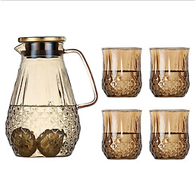 Set bình đựng nước thủy tinh kèm 4 cốc AMBER GLASSWARE 1500ml