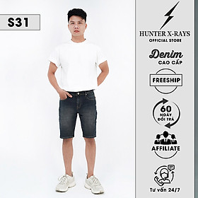 Quần Short Jeans Nam Cao Cấp HUNTER X-RAYS Form Slimfit Màu Xanh Đậm S31