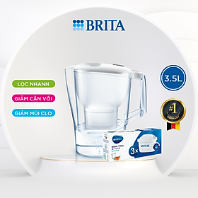 Combo Bình lọc nước BRITA Aluna XL White 3.5L kèm Hộp 3 lõi lọc BRITA Maxtra Plus - Hàng Chính Hãng