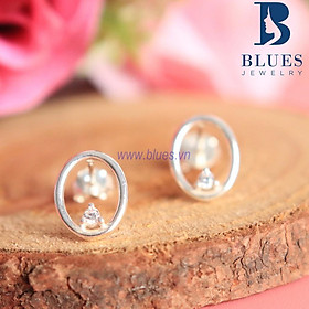 Hình ảnh (BẠC THẬT 100%) Bông Tai Bạc Nữ Oval Diamond