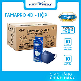 [THÙNG HỘP - FAMAPRO 4D] Khẩu trang y tế kháng khuẩn cao cấp Famapro 4D tiêu chuẩn KF94 (50 hộp/thùng)