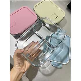 Mua Hộp thủy tinh 1 ngăn  2 ngăn  3 ngăn có thìa 1000ml- Hộp thủy tinh chia ngăn tiện dụng Hàng đẹp