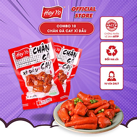 Combo 10 Chân Gà Cay Vị Xì dầu Hey Yo 80g, chân gà ủ vị hàng Việt Nam thơm ngon chất lượng