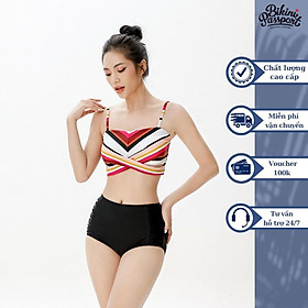 Áo bơi Nữ lẻ BIKINI PASSPORT kiểu Áo bơi lẻ croptop hai dây - Họa tiết