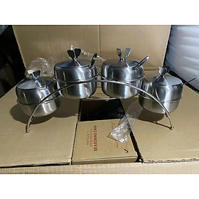 Mua Bộ 4 Hủ Đựng Gia Vị Nhà Bếp Hình Quả Táo Thép Không Gỉ