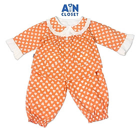 Bộ quần áo dài bé gái họa tiết Tim trắng nền cam cotton - AICDBGMC5D20 - AIN Closet