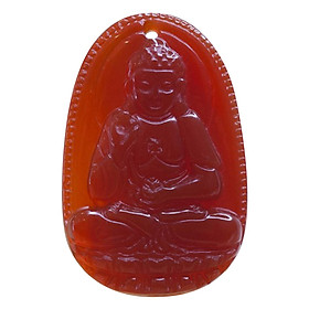 Mặt dây chuyền Phật A Di Đà Mã não đỏ tự nhiên - Phật Bản Mệnh cho người Tuổi Tuất, Hợi VietGemstones