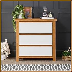 Tủ 3 ngăn kéo Tundo kiểu đứng màu vàng phối trắng 77 x 40 x 76 cm