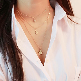 Women Fashion Multilayer Clavicle Chain Choker Necklace Star Charm Pendant