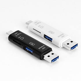 5 in 1 USB 2.0 Type C / USB / Micro USB SD TF Memory Card Reader OTG Adapter