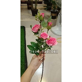 Mua Cành Hoa Hồng Lụa Cao Cấp Cánh hoa mềm mại  Thân giả gỗ cao 60cm -Giống thật 99% - Cắm lọ hoa trang trí