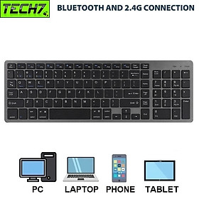 Bàn phím không dây K635 - pin sạc TypeC - đa kết nối bluetooth 5.0 + 3.0 + Usb wireless 2.4g hàng nhập khẩu