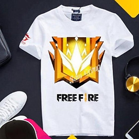 VHL Store Áo free fire đủ size cotton cổ tròn màu trắng chất vải mềm mịn hình in sắc nét logo rank đại k
