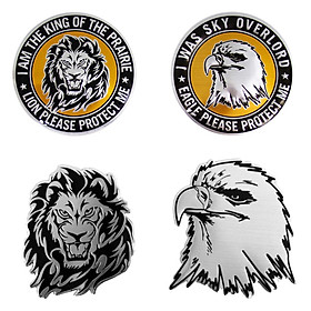 Set 4 Sticker Hình Dán Metal Muôn Thú Lion Eagle