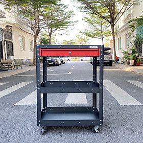 Mua Xe đẩy 3 tầng cao 980mm màu đen hộc kéo đỏ