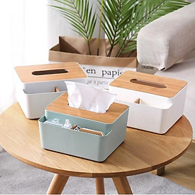 Mua Hộp Đựng Khăn Giấy Nắp Gỗ Có Giá Để Đồ Sang Trọng B112
