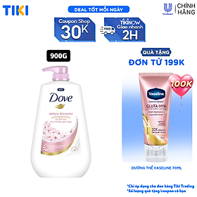 Sữa tắm dưỡng thể Dove Sakura Blossoms Da mềm mịn hương hoa với hương hoa anh đào & muối hồng 900g