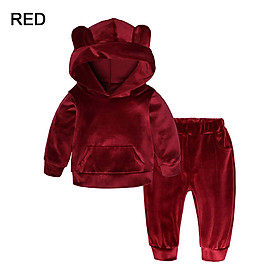 Set Áo Hoodie Kiểu Chú Gấu Và Quần Bằng Cotton Ấm Áp Cho Trẻ Em