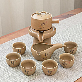 Mua Bộ ấm chén pha trà đạo tự động Kiểu Cối Xay họa tiết Sơn Thủy Đẹp Mắt - 09 MÓN CHỮ TĨNH