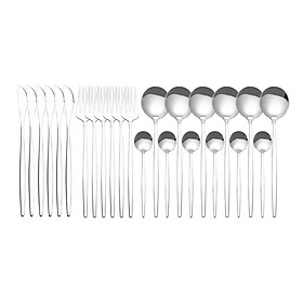 24Pcs Stainless Steel Dinnerware Set Kitchen Cutlery Set Knife Fork Spoon Flatware Tableware Minimalist Silverware
