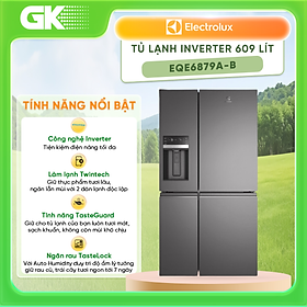 Mua  Freeship  Tủ Lạnh Electrolux Inverter Cửa Pháp 609 Lít - EQE6879A-B - 2 dàn lạnh độc lập  chức năng đông lạnh nhanh  lấy đá nước bên ngoài  khử mùi diệt khuẩn 99 8%  Hàng Chính Hãng 