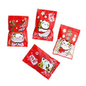 Mua Túi gói kẹo Nougat  Túi đựng bánh cookie  vỏ túi đóng kẹo hạnh phúc size 5.5x8.5 cm (Mèo thần tài 4 trong 1)