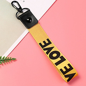 Móc khóa dây Strap dây vải chữ WE LOVE - vàng