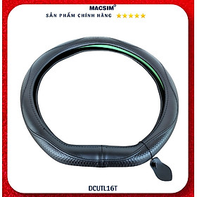 Bọc vô lăng ô tô Macsim mã DCUT L16T màu đen da thật cao cấp-khâu tay-lõi silicon