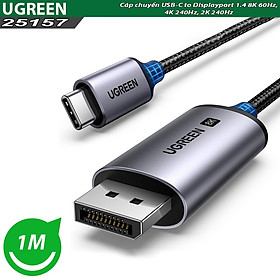 Cáp chuyển USB-C to Displayport 1.4 8K 60Hz, 4K 240Hz dài 1m Ugreen 25157 hàng chính hãng