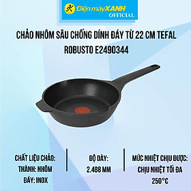 Chảo nhôm sâu chống dính đáy từ 22 cm Tefal Robusto E2490344 - Hàng Chính Hãng