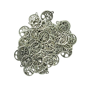 100Pcs Silver Alloy Filigree Vintage Living Tree of Life Jewelry DIY Charms Pendant Findings Jewelry Accessories   18x15mm