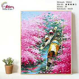 Mua Tranh tô màu theo số sơn dầu số hóa Tranh sông nước Việt Nam Sông hoa mã VN012