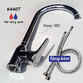 Vòi Bếp Vòi Rửa Chén Bát KAZTA Nóng Lạnh Inox Phủ Crome Nhiều Mẫu - Thân vòi xoay 360 độ, tặng cặp dây cấp nóng lạnh