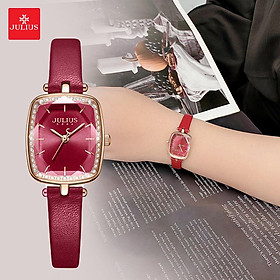Đồng Hồ Nữ Chính Hãng Julius Cao Cấp Dây Da Chống Nước Kính Khoáng Chữ Nhật 22mmx26mm JA-1341C
