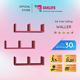 Kệ gỗ treo tường trang trí hiện đại SMLIFE Waller  | Gỗ MDF dày 17mm chống ẩm | D50xR20xC15cm - Màu